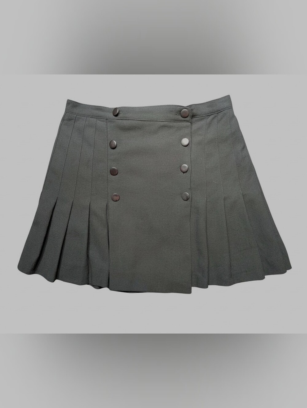 Vintage Black Pleated Mini Skirt 100% Wool